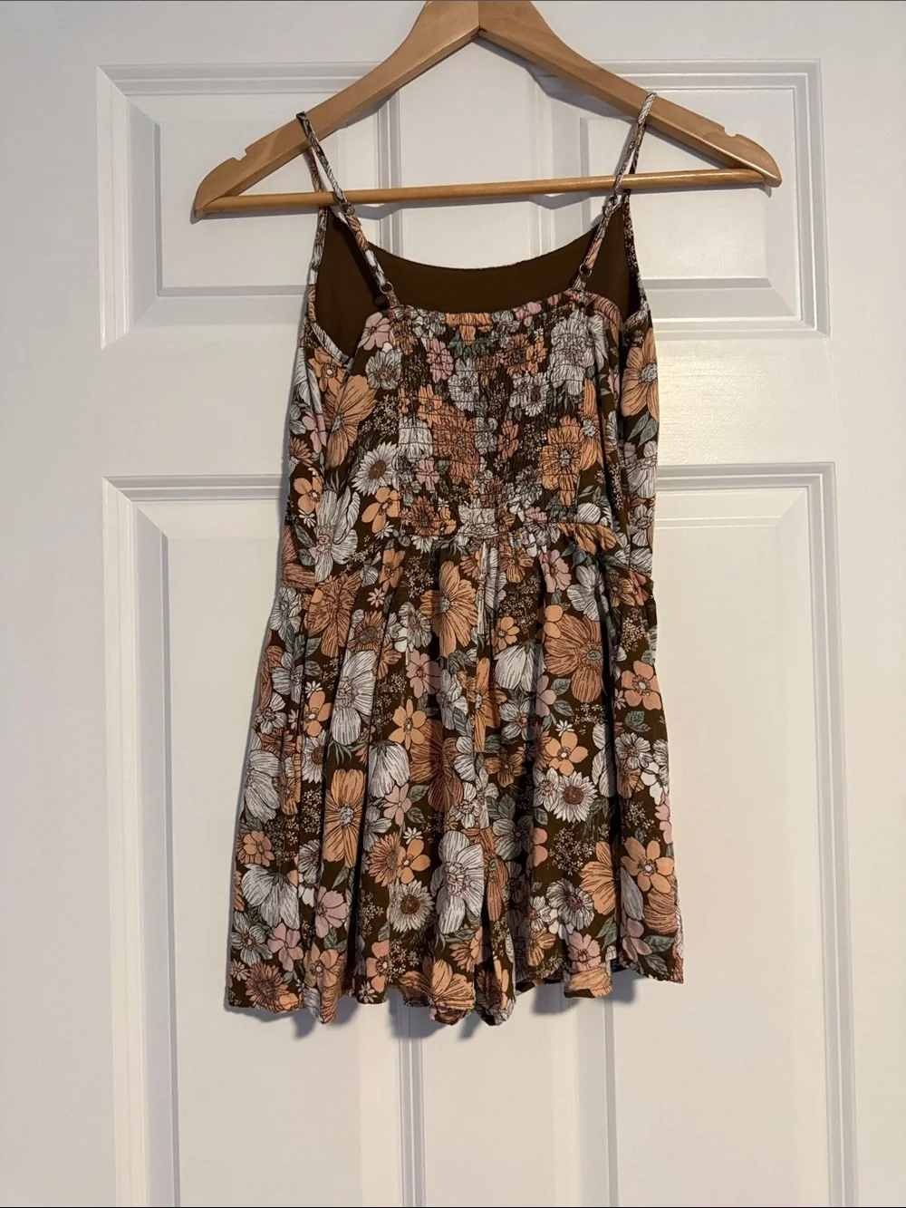 abercrombie kids Brown Floral Romper with Peach & White Flowers
